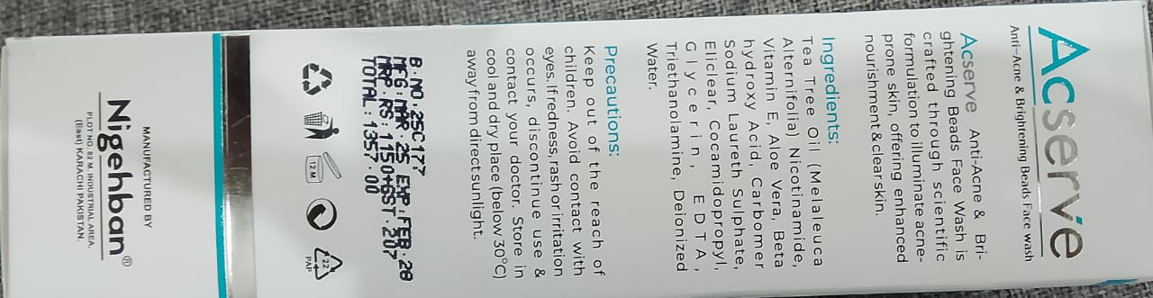 ACSERVE ANTI ACNE BRIGHTING FACE WASH